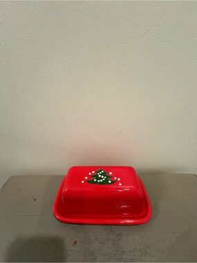 VTG Waechtersbach Germany Red Christmas Tree 1/4 Pd Butter Dish
